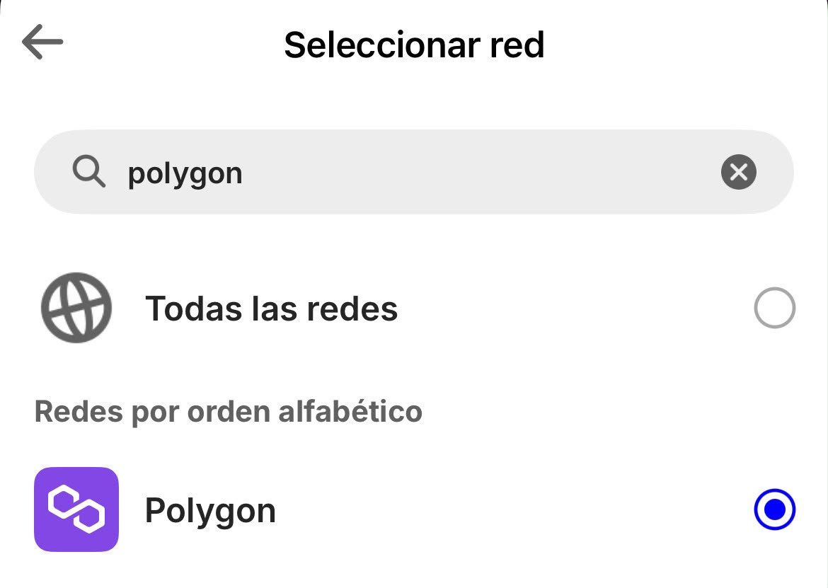 Red Polygon en Trust Wallet